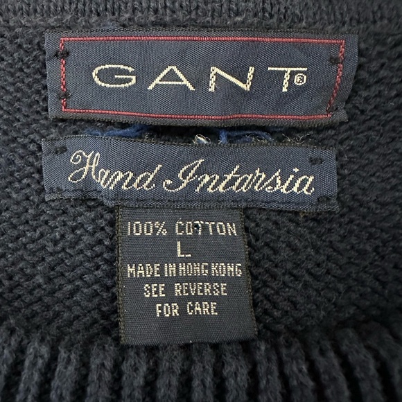Vintage Gant Men's Sweater Golf Hand Intarsia Sweater Knit Size Large - Picture 4 of 10